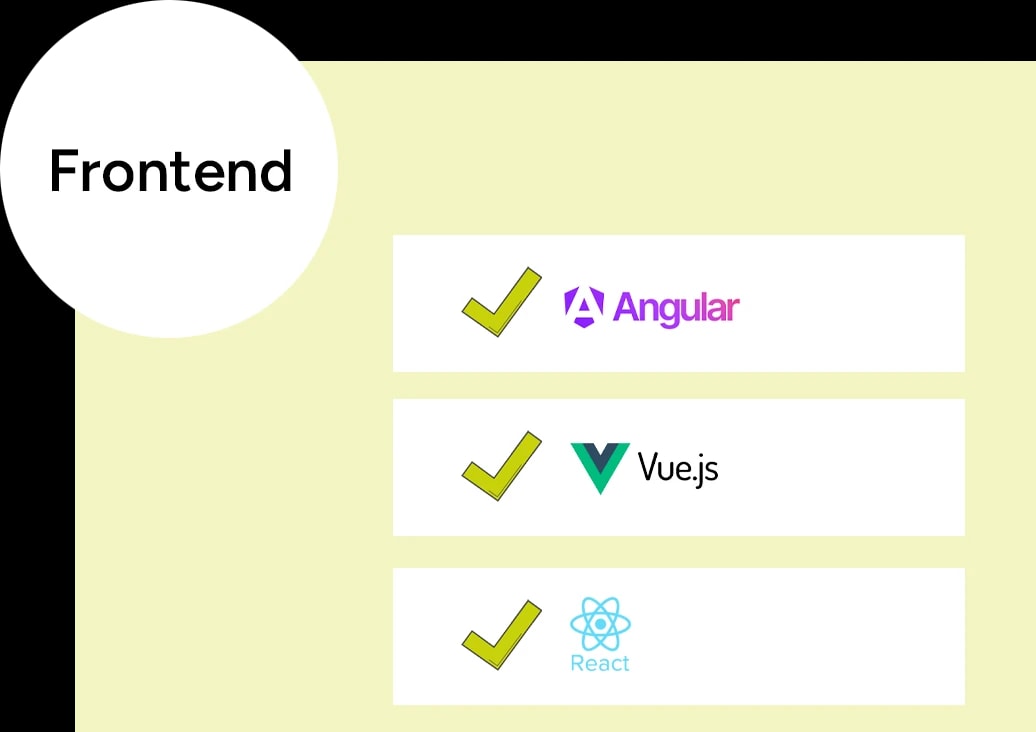 Logo of Angular, vue and react